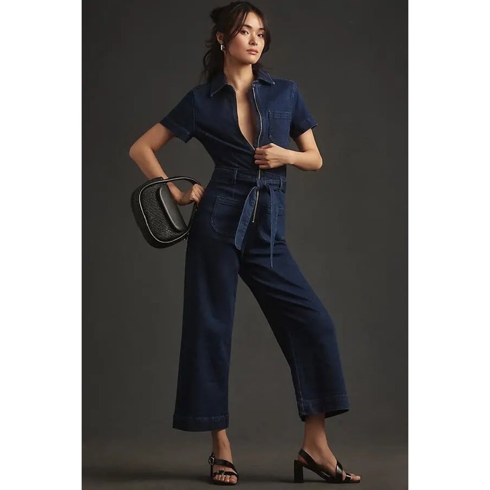 Anthropologie corduroy jumpsuit utility Gorpcore wide leg workwear belted flight